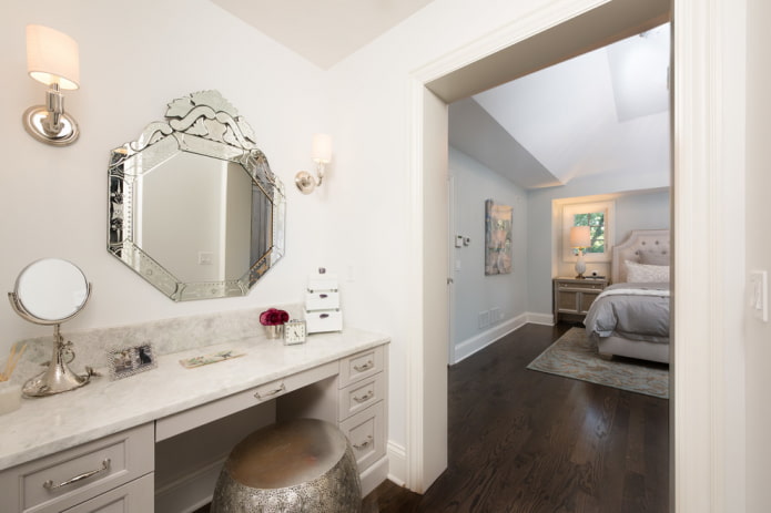 Venetian mirror on the wall in the interior