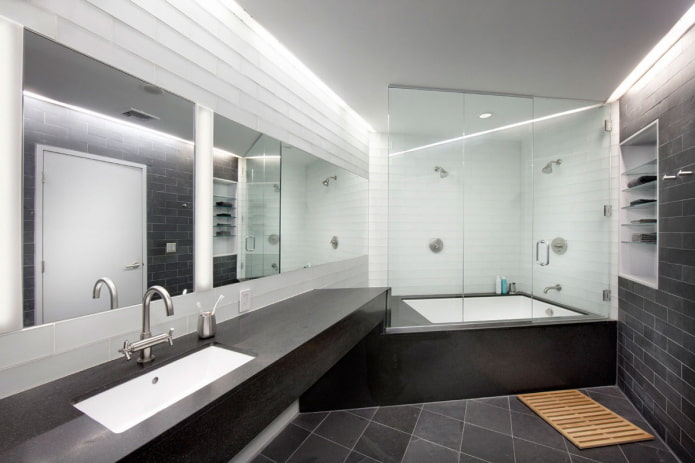 mirror in the bathroom in the style of minimalism