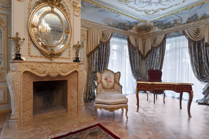 mirror in the office in the Baroque style