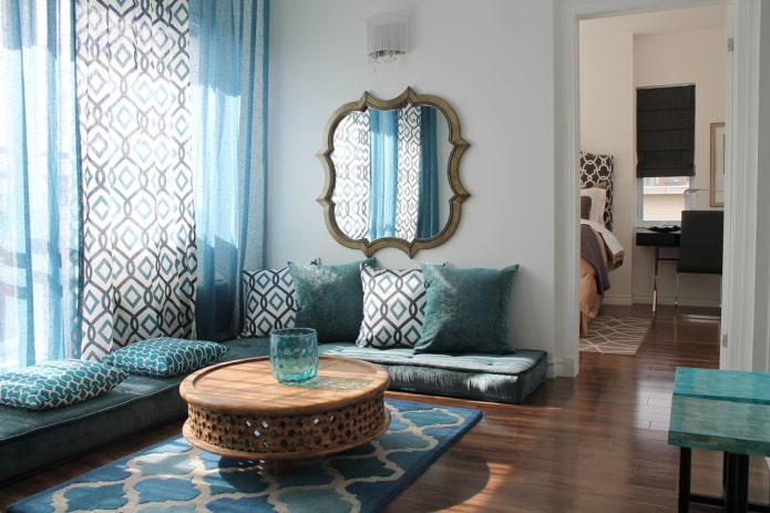 mirror in the living room in oriental style