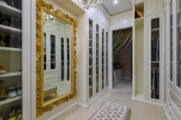mirror on the wall in the dressing room interior