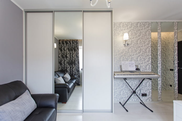 mirror built into a closet in the interior