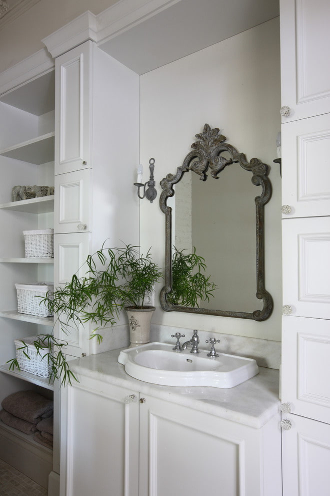 mirror in a metal frame in the interior