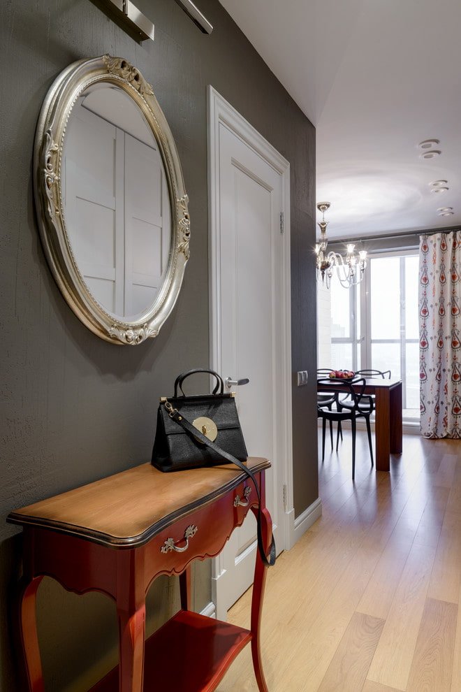 mirror in a metal frame in the interior