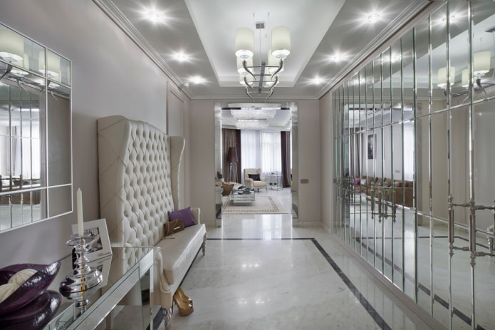 mirror with beveled in the interior of the hallway
