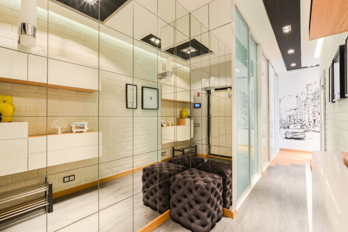 mirror in the interior of the hallway in a modern style
