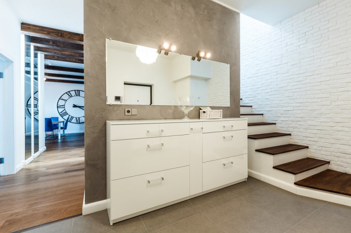 mirror with spotlights in the interior of the hallway