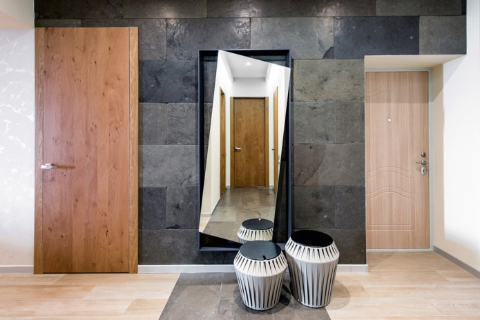 mirror in the interior of the hallway in a modern style