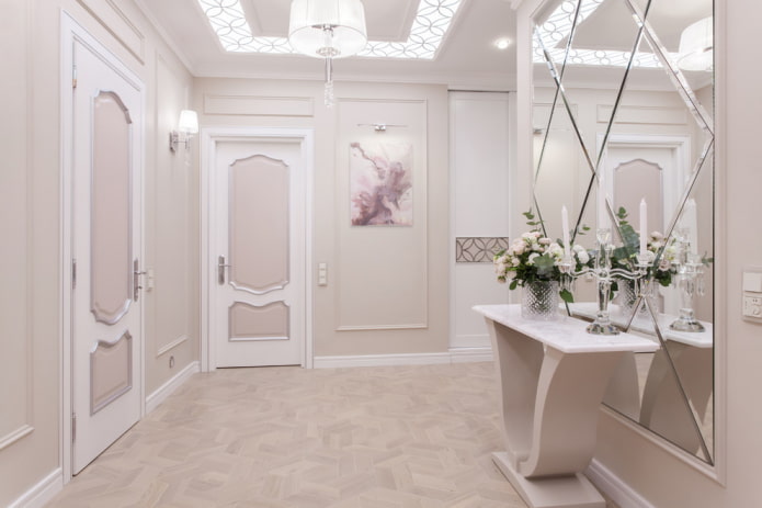 mirror with diamonds in the hallway interior