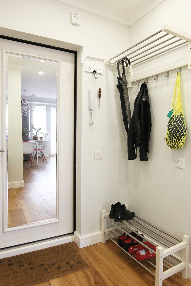 mirror on the front door in the hallway interior