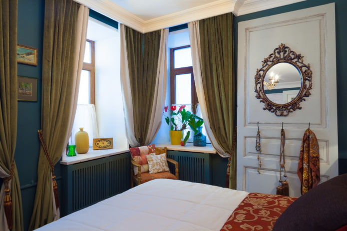 mirror with a hanger in the bedroom interior