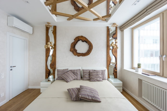 mirror on the ceiling in the bedroom interior