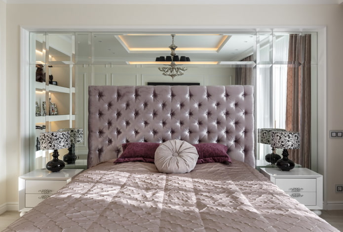 mirror with a facet in the bedroom interior