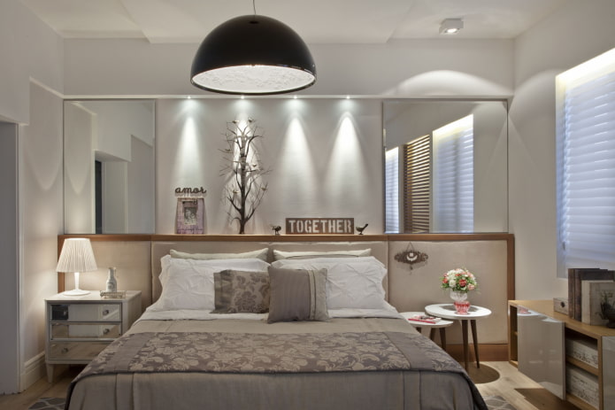 mirror in a niche in the bedroom interior