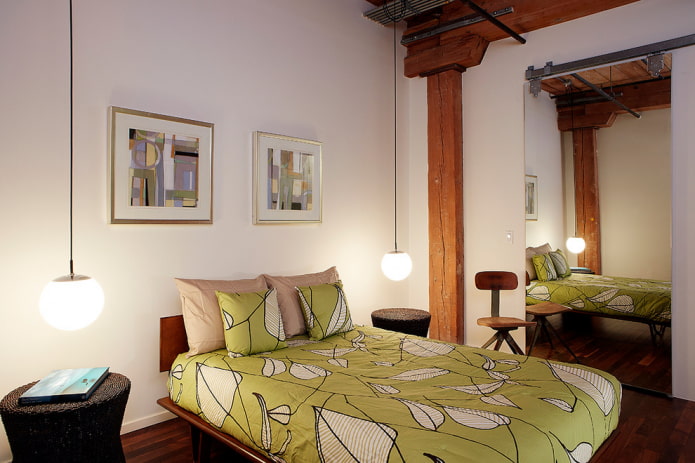 full-length mirror in the bedroom interior