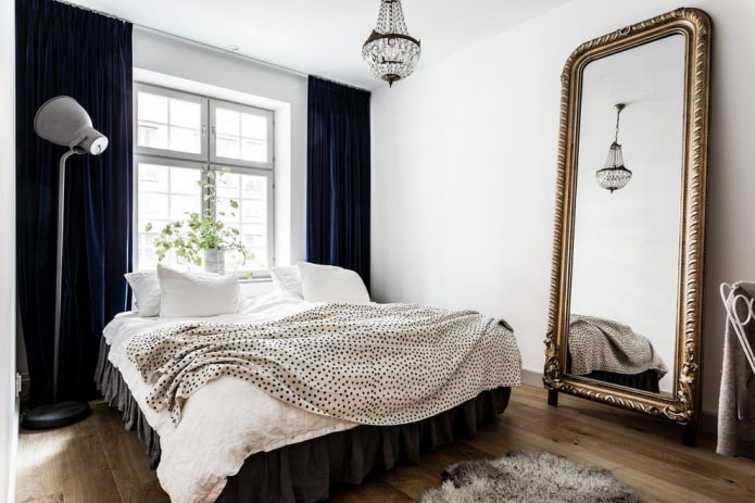 floor mirror in the bedroom interior