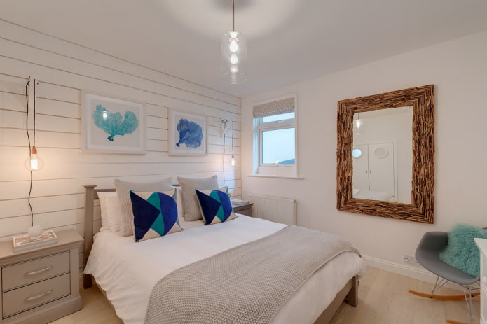 wall mirror in the bedroom interior