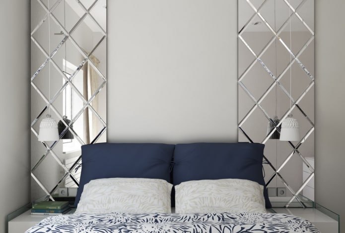 mirror with diamonds in the bedroom interior