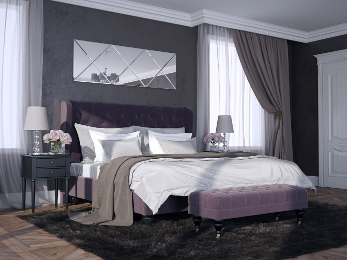 mirror with diamonds in the bedroom interior