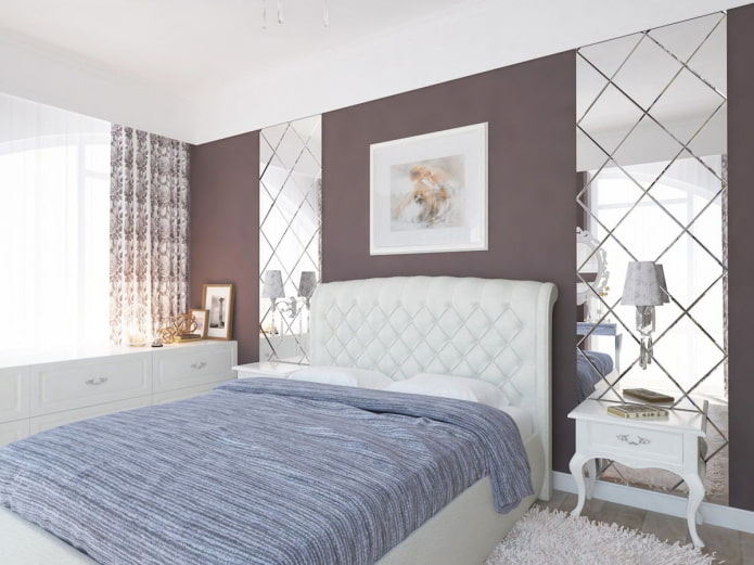 mirror with diamonds in the bedroom interior