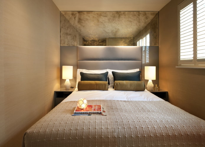 rectangular mirror in the bedroom interior