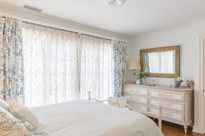 mirror in the interior of the bedroom in the Provence style