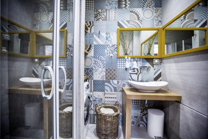 corner mirror in the bathroom interior