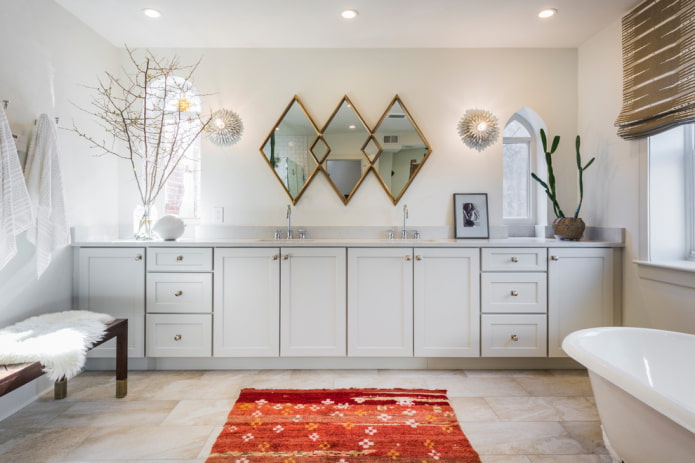 figured mirror in the bathroom interior