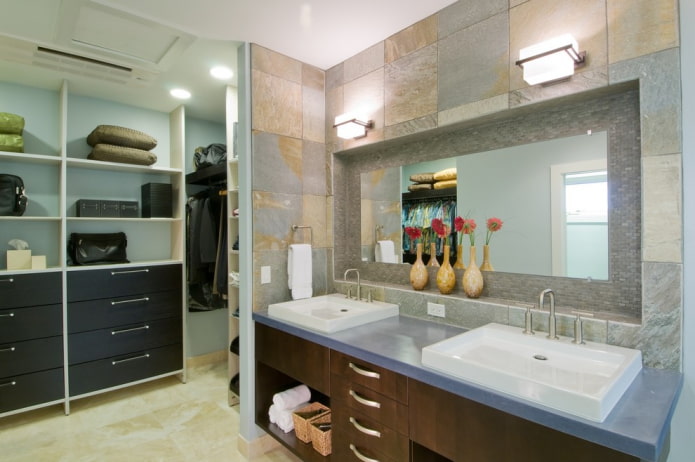 mirror in a niche in the bathroom interior