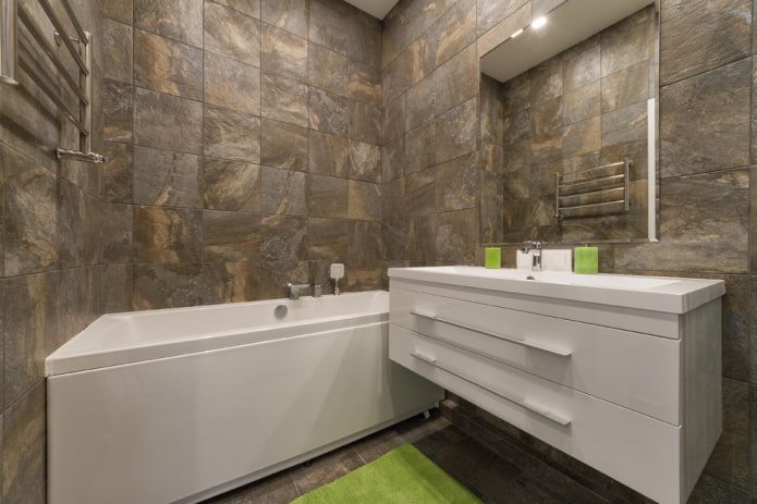 square mirror in the bathroom interior