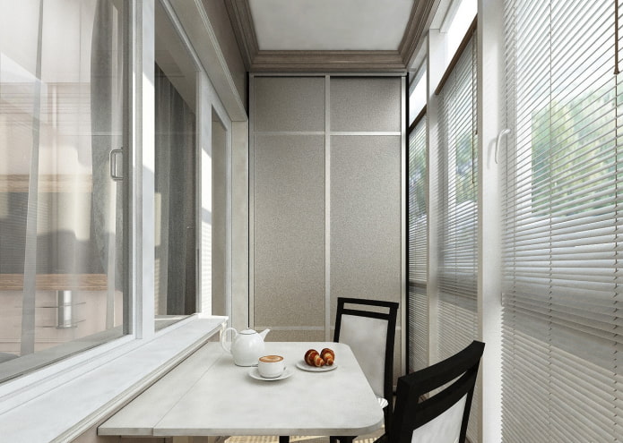 horizontal blinds on the loggia