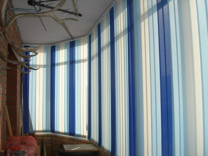 multicolored vertical blinds on the loggia