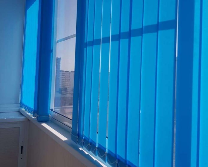 blue vertical blinds on the loggia 