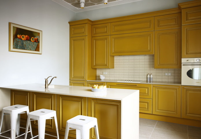 kitchen interior in yellow tones