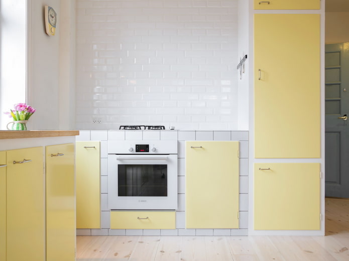 kitchen interior in yellow tones