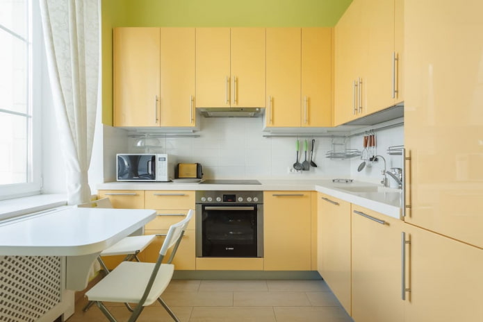 kitchen interior in yellow tones