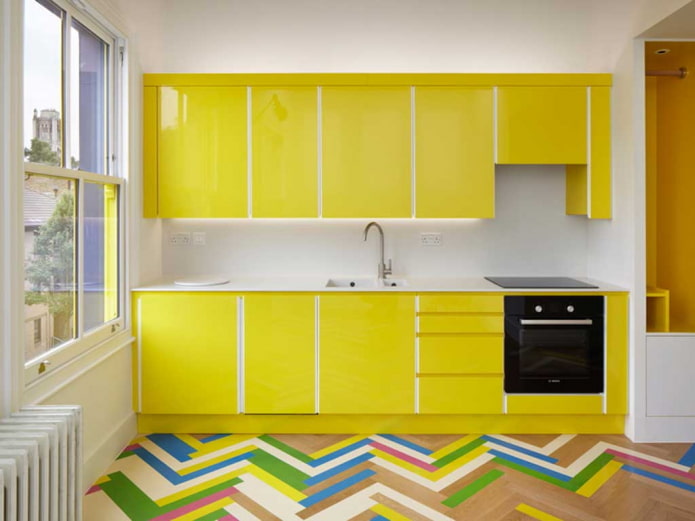 kitchen interior in yellow tones
