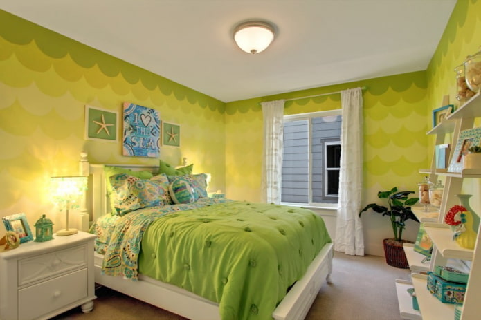 color combination in the bedroom interior