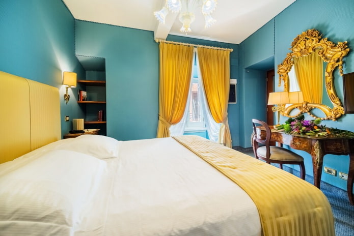 color combination in the bedroom interior