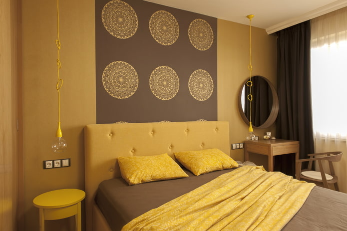 color combination in the bedroom interior