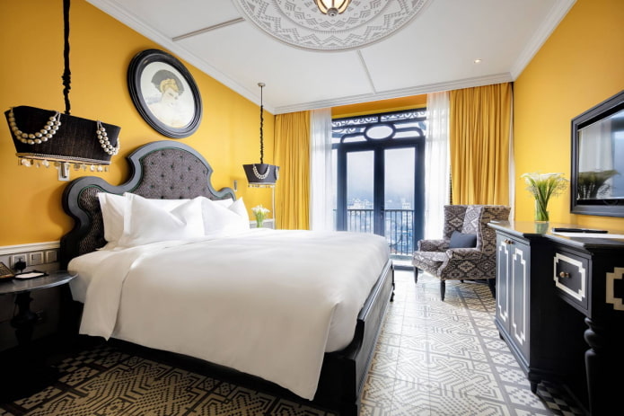 bedroom decoration in yellow tones