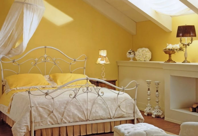 yellow bedroom in Provence style