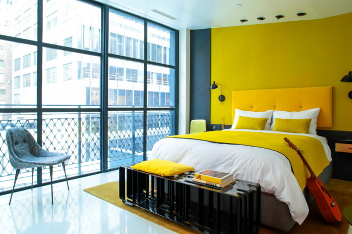 yellow bedroom in modern style