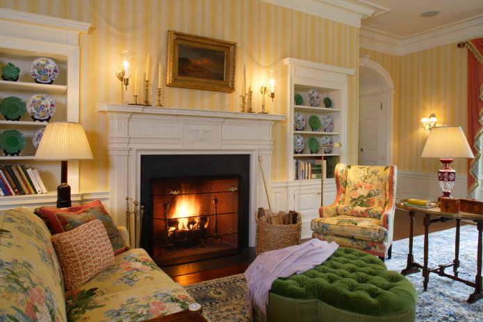 striped walls in the living room