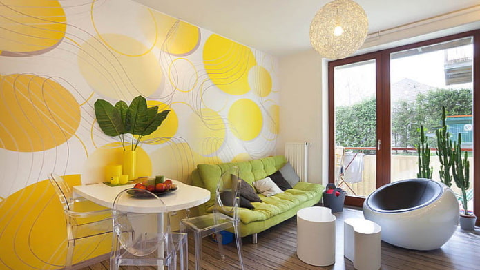 photo wallpaper with yellow circles