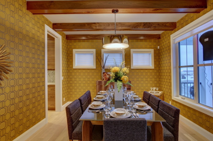 white ceiling with wooden beams