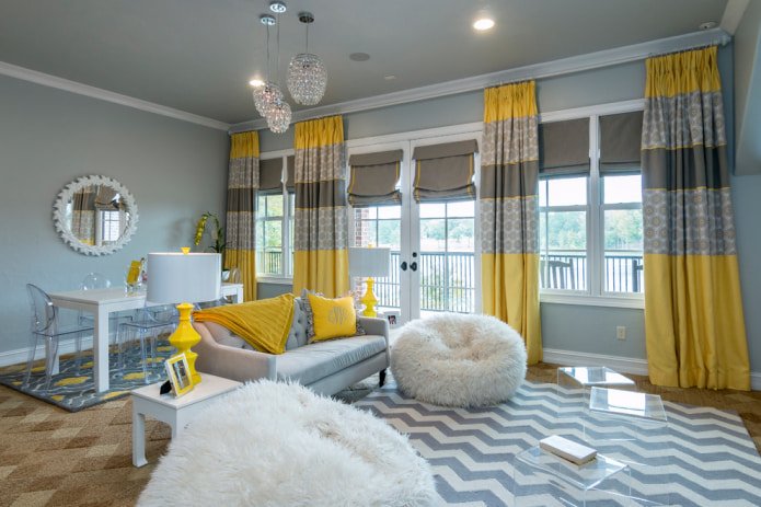 Yellow-gray curtain