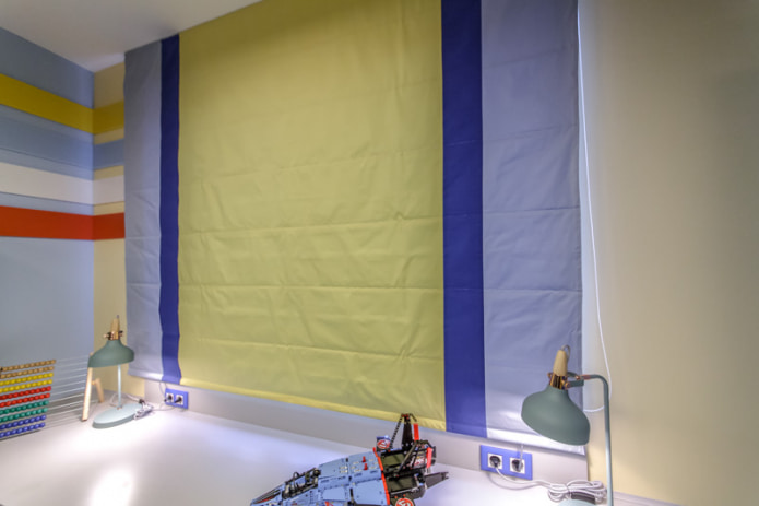 Yellow and blue curtain