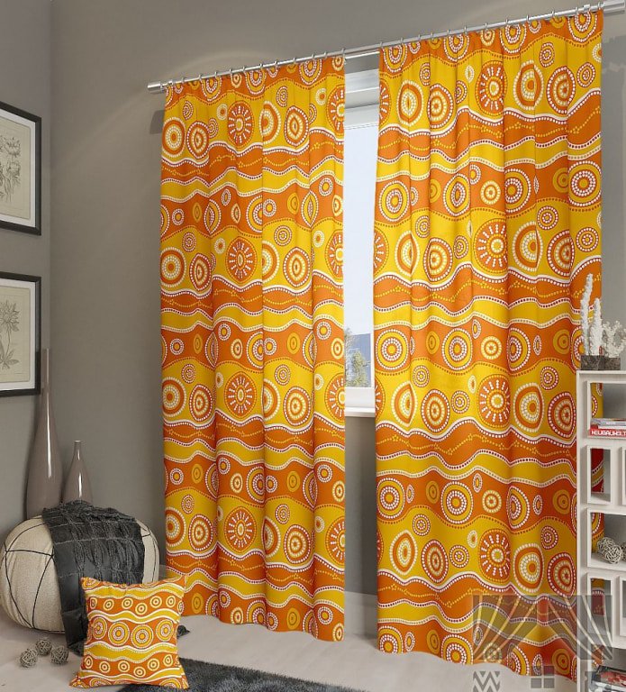 Yellow and orange curtains