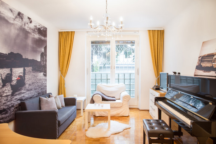 yellow curtains in the living room